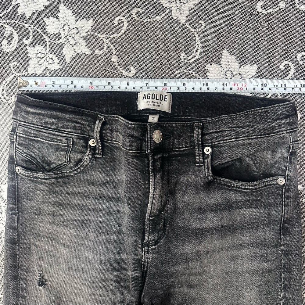 Agolde Sophie Rise Skinny Distressed Jeans in faded black  Sz 28 - Picture 5 of 8